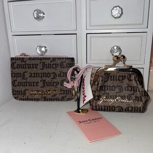 NWT Juicy Couture Brown and Pink Coin Purse/Card Holder Duo